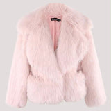 Ouzey Winter Short Oversized Hairy Soft Thick Warm Black Faux Fur Coat Women Loose Luxury Blue White Pink Fluffy Jacket