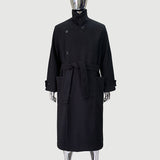 Ouzey Spring Winter Oversized Long Thick Soft Warm Black Wool Blends Coat Men Luxury Elegant Chic Woolen Overcoat 2025