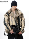 Ouzey Autumn Winter Oversized Cool Thick Warm Reversible Fluffy Jacket Faux Fur Coat Men Luxury Runway European Fashion