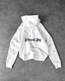 Ouzey 90s Streetwear Harajuku Fashion White Hoodies Letter Star Embroidery Pattern Loose Casual Long Sleeve Sweatshirt Men Clothing Versatile Hoodie