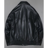 Ouzey Spring Oversized Waterproof Black Pu Leather jacket Men with Raglan Long Sleeve Zipper Loose Casual Clothes 2025