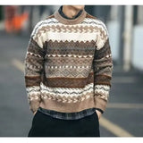 Ouzey Ferro Jacquard Christmas Sweater For Men Japanese Vintage Lazy High-end Feel Inner Winter Knitted Top Crew Neck