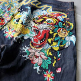 Ouzey Y2k Shorts Loose Wide Leg Jean Hip Hop Punk Oversized Graphic Shorts 2025 New Harajuku Fashion Gym Shorts Personality Streetwear