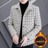 Ouzey 2024 Autumn Winter Plaid Woolen Jackets Men Korean Thickened and Warm Trench Coat Casual Business Social Streetwear Overcoat