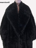 Ouzey Winter Oversized Thick Warm Soft Black Shaggy Maxi Faux Fur Coat Women Loose Casual Floor Length Furry Overcoat 2025