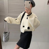 Ouzey Three-dimensional sweater polka dot 2025 round neck new retro autumn and winter loose pullover sweater top lazy men clothing