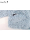 Ouzey Winter Short Oversized Hairy Soft Thick Warm Black Faux Fur Coat Women Loose Luxury Blue White Pink Fluffy Jacket