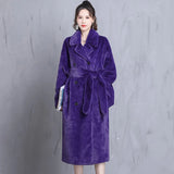 Ouzey Winter Long Oversized Purple Warm Thick Fluffy  Faux Fur Coat Women Sashes Bat Sleeved Loose Casual Furry Overcoat