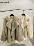 Ouzey Spring Winter Loose Casual Thick Warm Soft Hairy Shaggy Faux Fur Coat Women Luxury Fluffy Jacket Furry Cardigan 2025