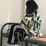 Ouzey Spring and Autumn Suit for Female Students Korean Style Loose POLO Shirt Thin Printed Sweatshirt women clothing y2k tops emo