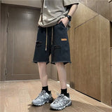 Ouzey American high street retro raw edge ripped denim shorts men's summer thin fashion brand trend handsome five point pants y2k tops