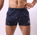 Ouzey Men Underwear Boxers Shorts Summer Mutande Cotton Soft Printed Loose Short  Home Underpants Men's Sleep Bottoms Pant