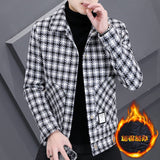 Ouzey 2024 Autumn Winter Plaid Woolen Jackets Men Korean Thickened and Warm Trench Coat Casual Business Social Streetwear Overcoat