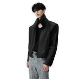 Ouzey Spring Autumn Handsome Cool Short Matte Black Vintage Pu Leather Jacket Men Zipper Luxury Designer Clothes 2025