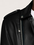 Ouzey Spring Short Black Leather Biker Motorcycle Jacket for Men Style Belt Long Sleeve Light Soft Faux Leather Jackets