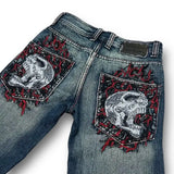 Ouzey 90s Streetwear Goth Hip Hop Oversized Skull Embroidery Pattern Y2k Baggy Jeans New Men and Women Straight Black Jeans Retro Casual Denim Pants