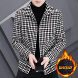 Ouzey 2024 Autumn Winter Plaid Woolen Jackets Men Korean Thickened and Warm Trench Coat Casual Business Social Streetwear Overcoat