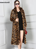 Ouzey Winter Long Colorful Leopard Print Warm Fluffy Faux Fur Coat Women Stand Collar Raglan Sleeve European Fashion 2025