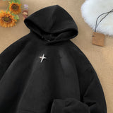 Ouzey Suede heavyweight stiff hooded sweatshirt men's American high street oversize couple trendy brand spring and autumn style tops