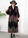 Ouzey Spring Winter Colorful Long Fluffy Patchwork Faux Fur Coat Women with Deep V Neck  Luxury Designer Emo Clothes 2025