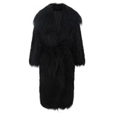 Ouzey Winter Long Thick Warm Shaggy Hairy Fluffy Faux Mongolian Fur Coat Women Sashes Elegant Luxury Furry Overcoat 2025