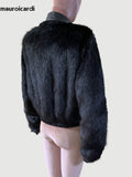 Ouzey Spring Winter Short Black Thick Warm Soft Hairy Faux Fox Fur Coat Women Luxury Designer Clothes 2025 Fluffy Jacket