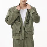 Ouzey 2024 Autumn New Product American Silhouette Work Clothes Jacket Casual Wide Leg Pants Leading Set Trend for Men