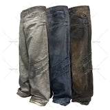 Ouzey Gothic Punk Style Scratched Washed Baggy Jeans Men Y2K Harajuku Retro Loose Casual Straight Pants High Street Fashion Streetwear