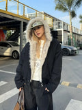 Ouzey dandys world Cleanfit American Retro Large Fur Collar Jacket Men Thickened Baggy Cotton Streetwear Trend Hip-hop Harajuku Y2K Leather Jacket