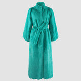 Ouzey Autumn Winter Warm Soft Fluffy Floor Length Faux Fur Coat Women Scallop Trim Plus Size Maxi Overcoat 4xl 5xl 6xl 7xl