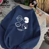 Ouzey Round neck sweatshirt for men and women in spring and autumn youth ins apricot hooded loose couple printed tops men clothing