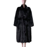 Ouzey Winter Long Oversized Black Thick Warm Soft Shaggy Fluffy Faux Fox Fur Coat Women Sashes Loose Casual Furry Overcoat