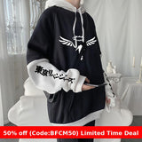 winter outfits men Tokyo Avengers Anime Color Matching Stitching Sweater Autumn and Winter Casual Coat Hoodie Anime