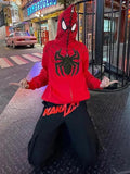 Ouzey Men's Spider Man Styling Print Oversized Hoodie