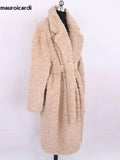 Ouzey Spring Winter Long Oversized Thick Warm Soft Fuzzy Fluffy Faux Fur Coat Women with Sashes Loose Furry Overcoat 2025