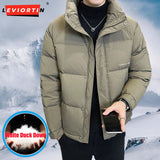 Ouzey Men's Lightweight Short Down Jacket Fall Winter Trendy Handsome Stand Up Collar White Duck Down Warm Thick Jacket Male Sportwear