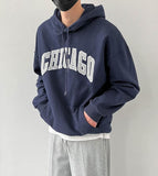 Ouzey 5421 DARK BLUE CHICAGO LETTERED HOODIE