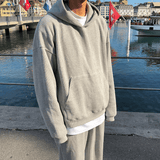 Ouzey 3135 GRAY KNITTED HOODIE AND WIDE SWEATPANTS (TOP & BOTTOM)