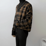 Ouzey 1142 PLAID V-NECK SWEATER