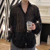 Ouzey Fringed Sequined Mesh Shirt