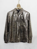 Ouzey Spring Autumn Cool Sexy Fitted Shiny Stretchy Colorful Snake Print Faux Leather Shirt Jacket Men Emo Clothes 2025