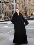 Ouzey Winter Extra Long Oversized Warm Thick Black Soft Fluffy Hairy Faux Fur Coat Women Loose Casual Furry Overcoat 2025