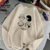 Ouzey Round neck sweatshirt for men and women in spring and autumn youth ins apricot hooded loose couple printed tops men clothing