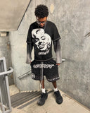 Ouzey 2024 Street Hip-hop Trendy Brand Clothing Tops Gothic Punk Portrait Print Fake Two-piece Men Y2K Harajuku Retro Casual Pullover