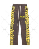 Ouzey dandys world Hip-hop street striped letter print oversized baggy pants for men 2025 new style simple and versatile fashion trendy sweatpants