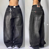 Ouzey 2024 The New American Retro Washed Wide-leg Jeans Female Y2K Hip-hop Street Jeans with A Drooping Waist in The Spring and Autumn