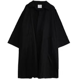 Ouzey Autumn Long Black Oversized Trench Coat Men Long Sleeve Loose Dark Academia Aesthetic Fashion without Buttons 2025