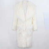 Ouzey Winter Thick Warm Shaggy Hairy Fluffy Long Faux Fur Coat Women Pockets Loose Casual Chic Luxury Furry Overcoat 2025