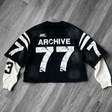 Ouzey 90s Streetwear New Clothes Men Womens Hip Hop Sweatshirt Long Sleeves Rhinestone Design American Street Simple Letters Loose Retro Leisure Tops