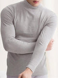 Ouzey - Mens High Collar Thermal Plain Shirts Warm Tee Tops Underwear Slim Fit T ShirtsA